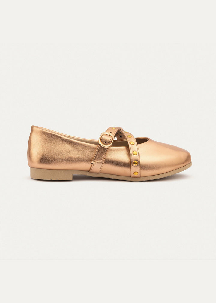 Rebel Muse Studded Mary Janes | Rose Gold