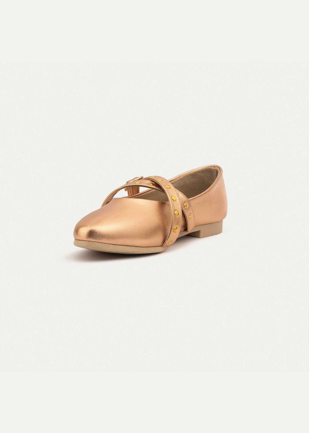 Achilles | Rebel Muse Studded Mary Janes - Rose Gold