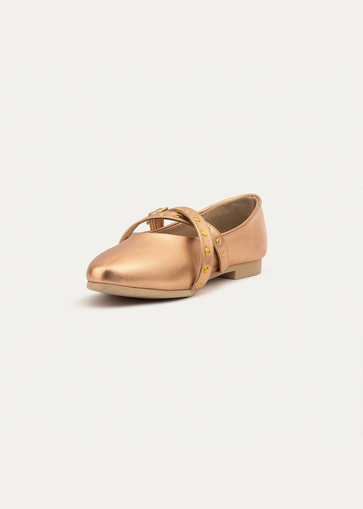 Achilles | Rebel Muse Studded Mary Janes - Rose Gold