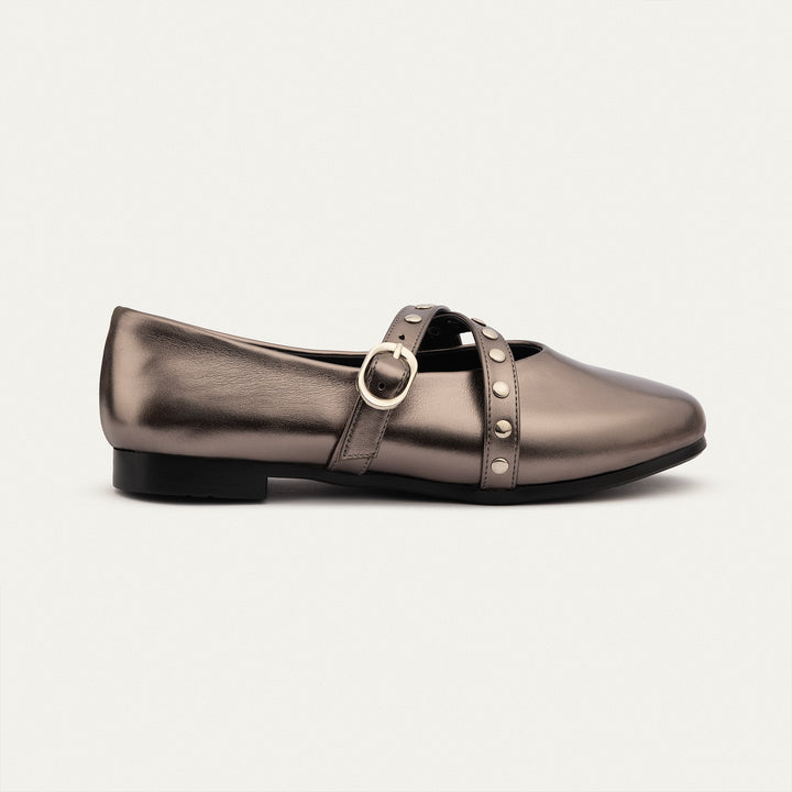 Rebel Muse Studded Mary Janes | Bronze Gray