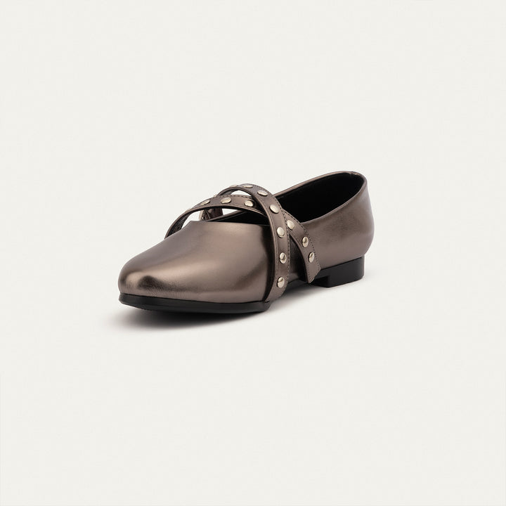 Rebel Muse Studded Mary Janes | Bronze Gray
