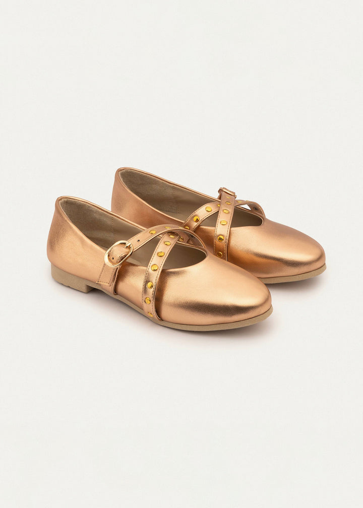 Rebel Muse Studded Mary Janes | Rose Gold