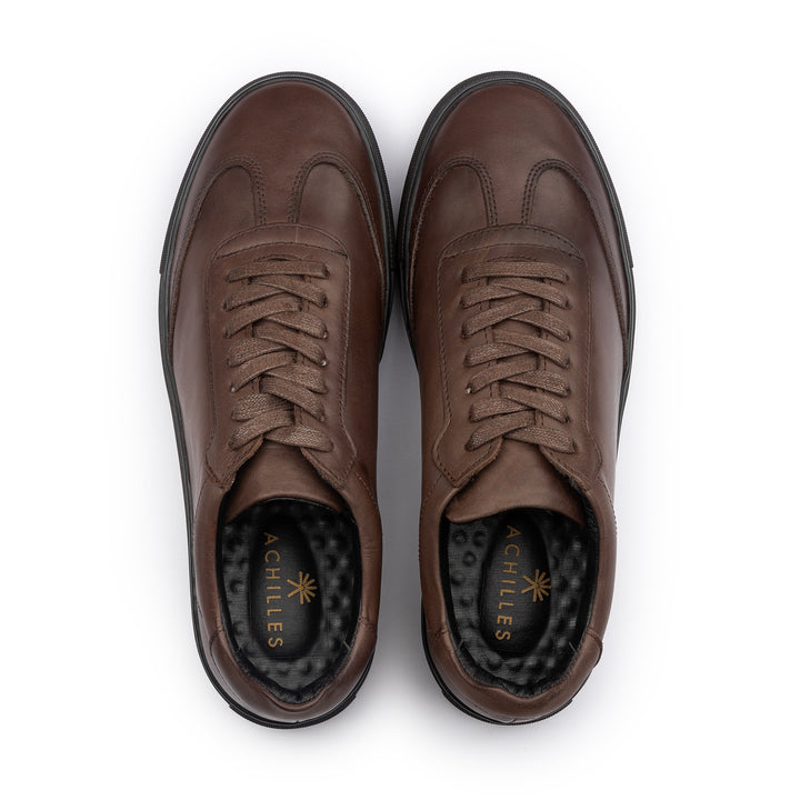 Achilles Zig | Plain Laces Genuine leather Sneakers - Brown