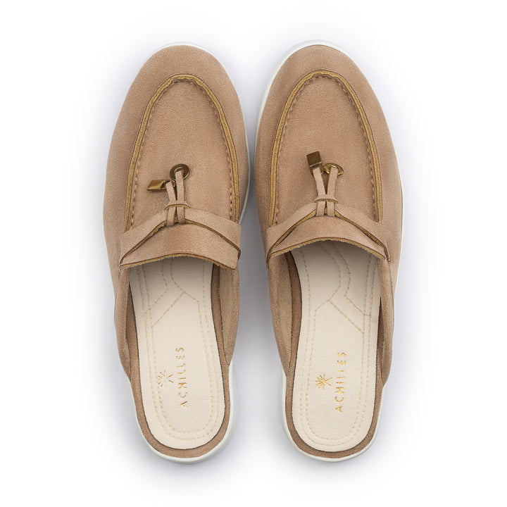 Tassel Suede Summer Mules - Beige