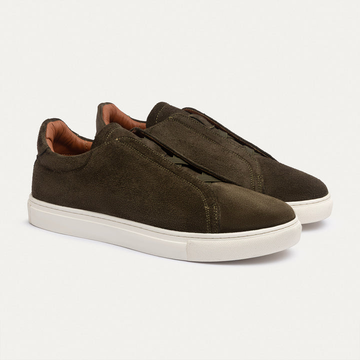 Achilles Theo - Men's Slip-On Suede Sneakers - Olive