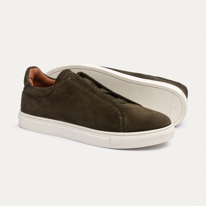 Achilles Theo - Men's Slip-On Suede Sneakers - Olive