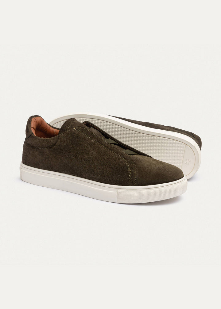 Achilles Theo - Men's Slip-On Suede Sneakers - Olive