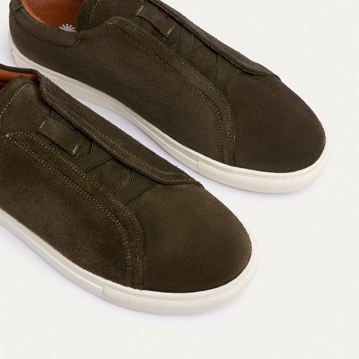 Achilles Theo - Men's Slip-On Suede Sneakers - Olive