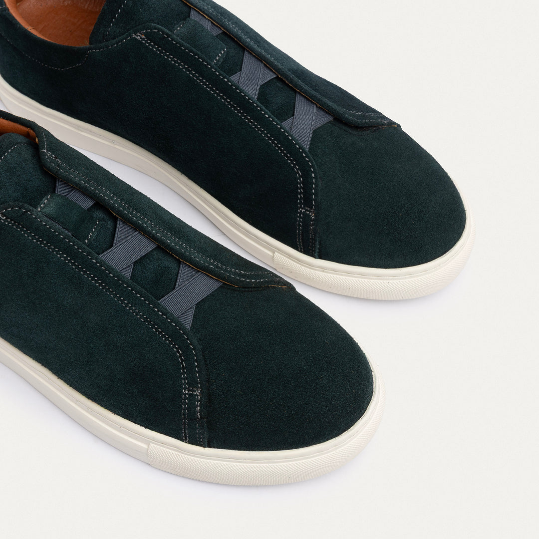 Achilles Theo - Men's Slip-On Suede Sneakers - Dark Green