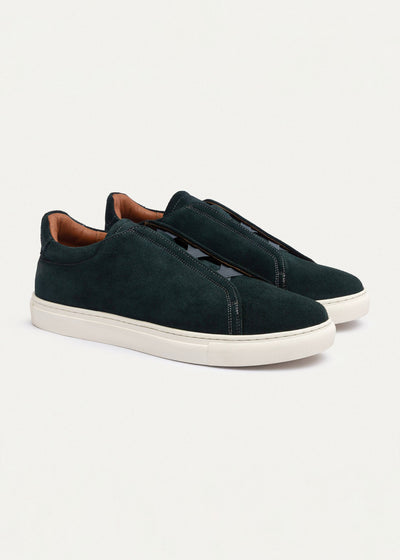 Theo Men's Slip-On Suede Sneakers | Dark Green