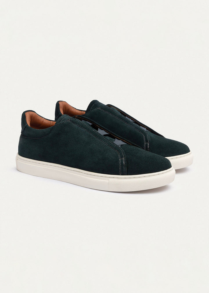 Achilles Theo - Men's Slip-On Suede Sneakers - Dark Green