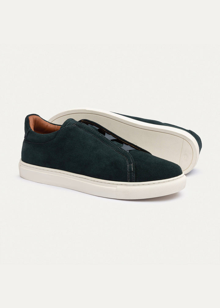 Achilles Theo - Men's Slip-On Suede Sneakers - Dark Green