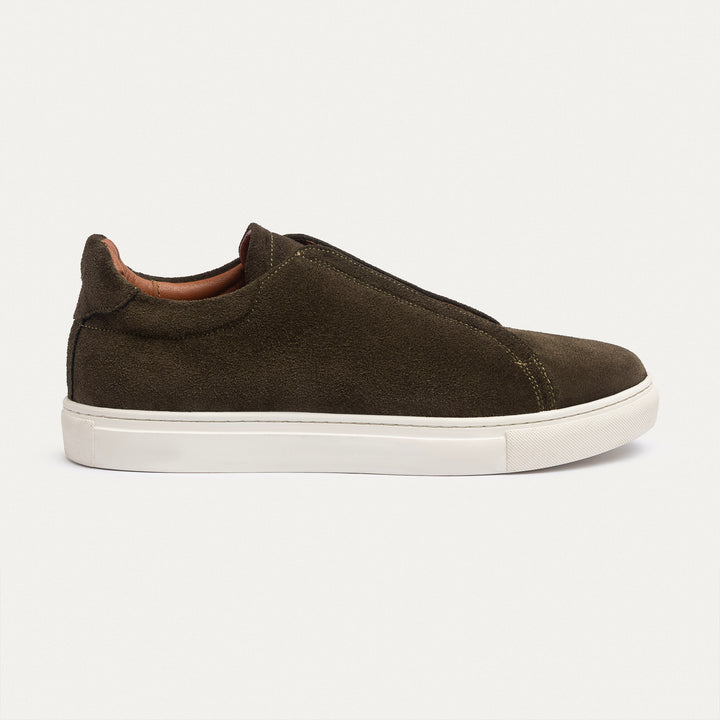 Achilles Theo - Men's Slip-On Suede Sneakers - Olive