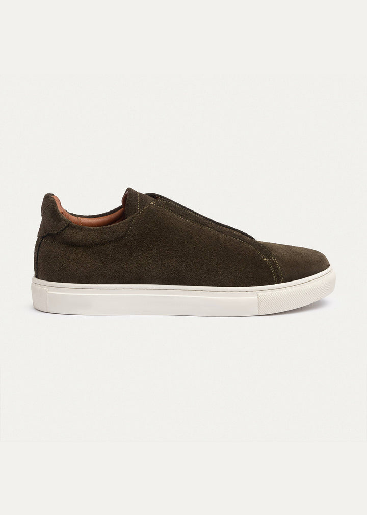 Achilles Theo - Men's Slip-On Suede Sneakers - Olive