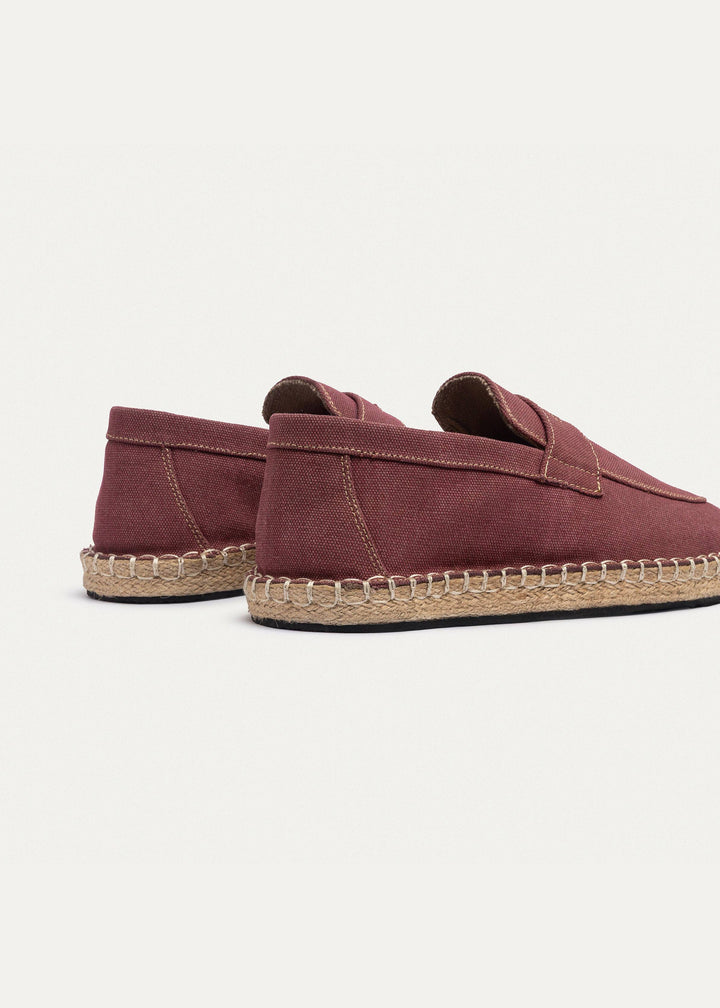 Achilles | Nomad Linen Espadrille Loafer - Burgundy