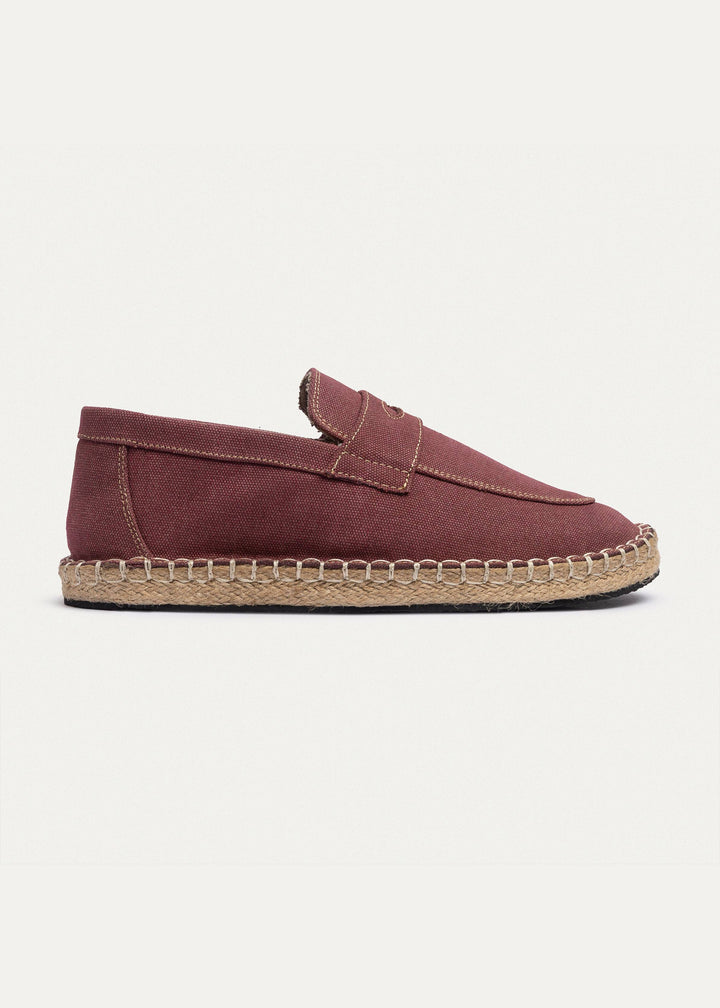Achilles | Nomad Linen Espadrille Loafer - Burgundy