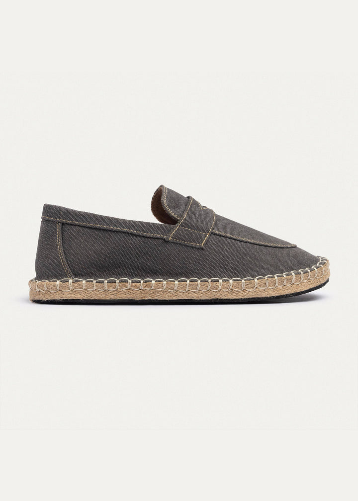 Achilles | Nomad Linen Espadrille Loafer - Charcoal Grey