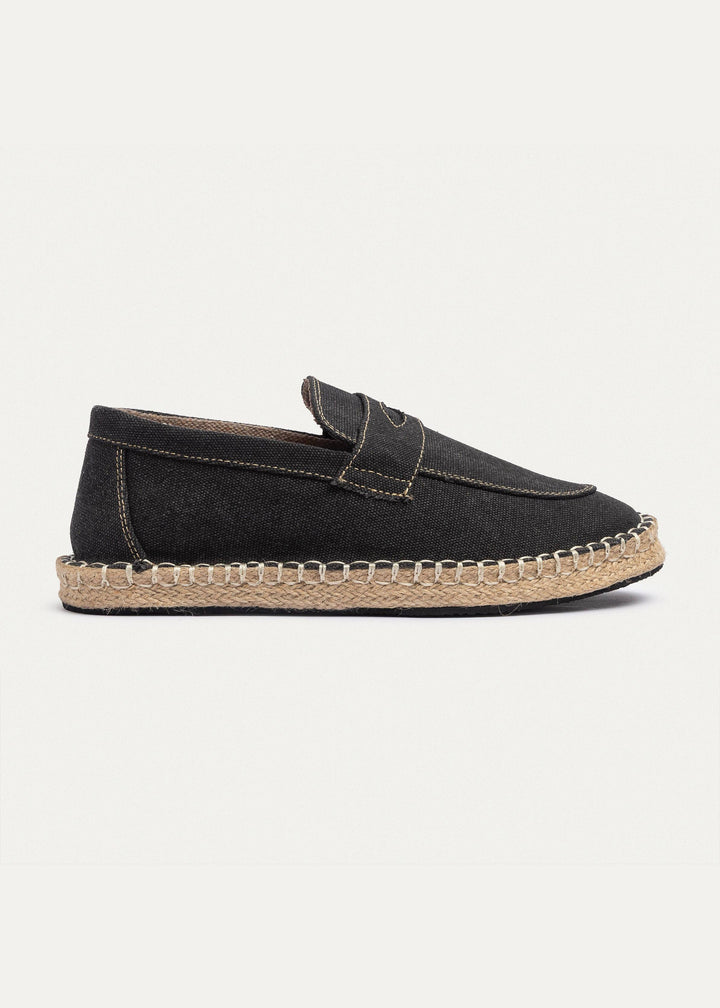 Achilles | Nomad Linen Espadrille Loafer - Black