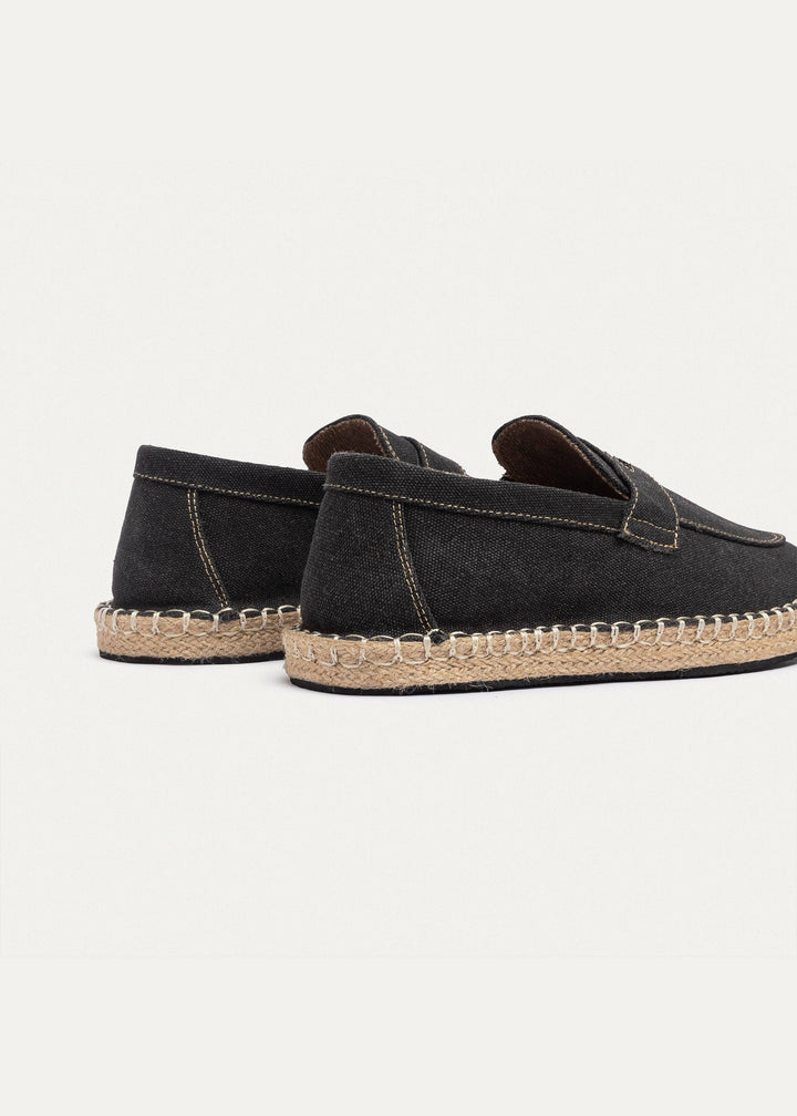 Achilles | Nomad Linen Espadrille Loafer - Black