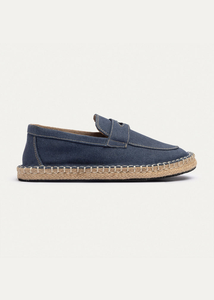 Achilles | Nomad Linen Espadrille Loafer -Navy Blue