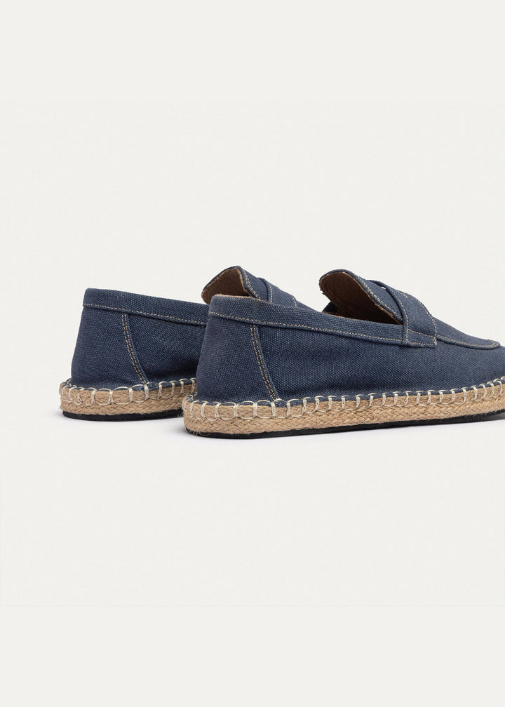 Achilles | Nomad Linen Espadrille Loafer -Navy Blue