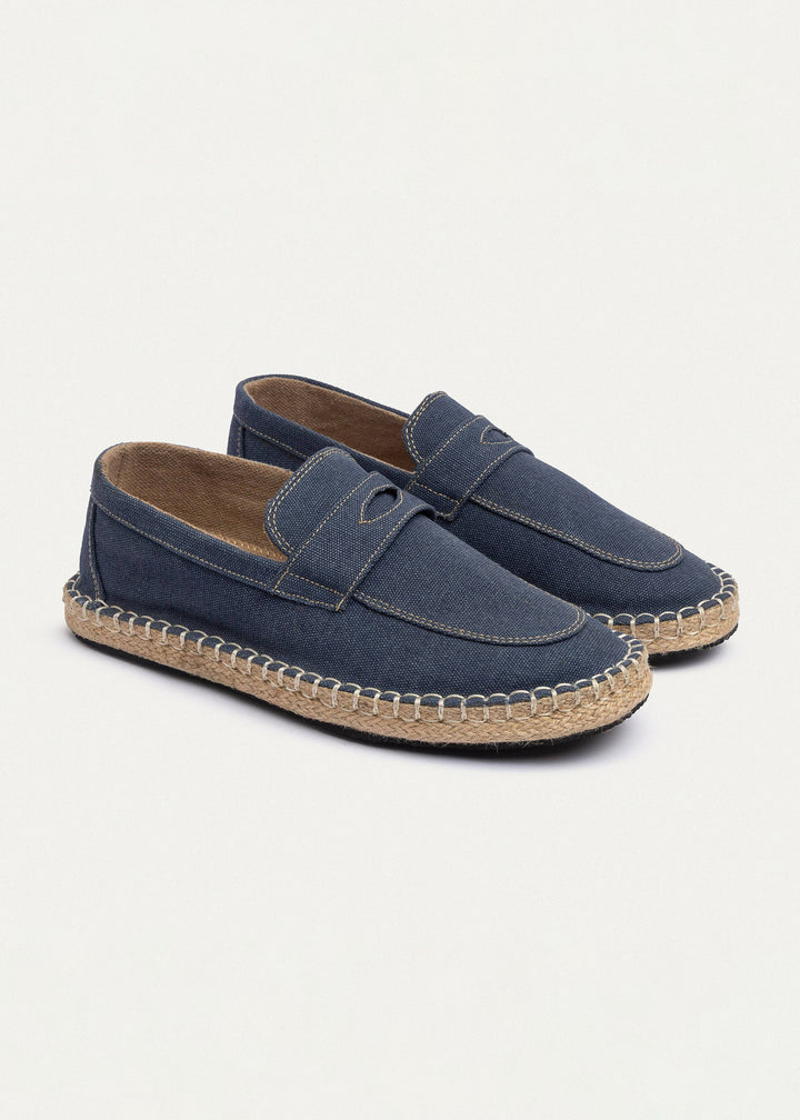 Achilles | Nomad Linen Espadrille Loafer -Navy Blue