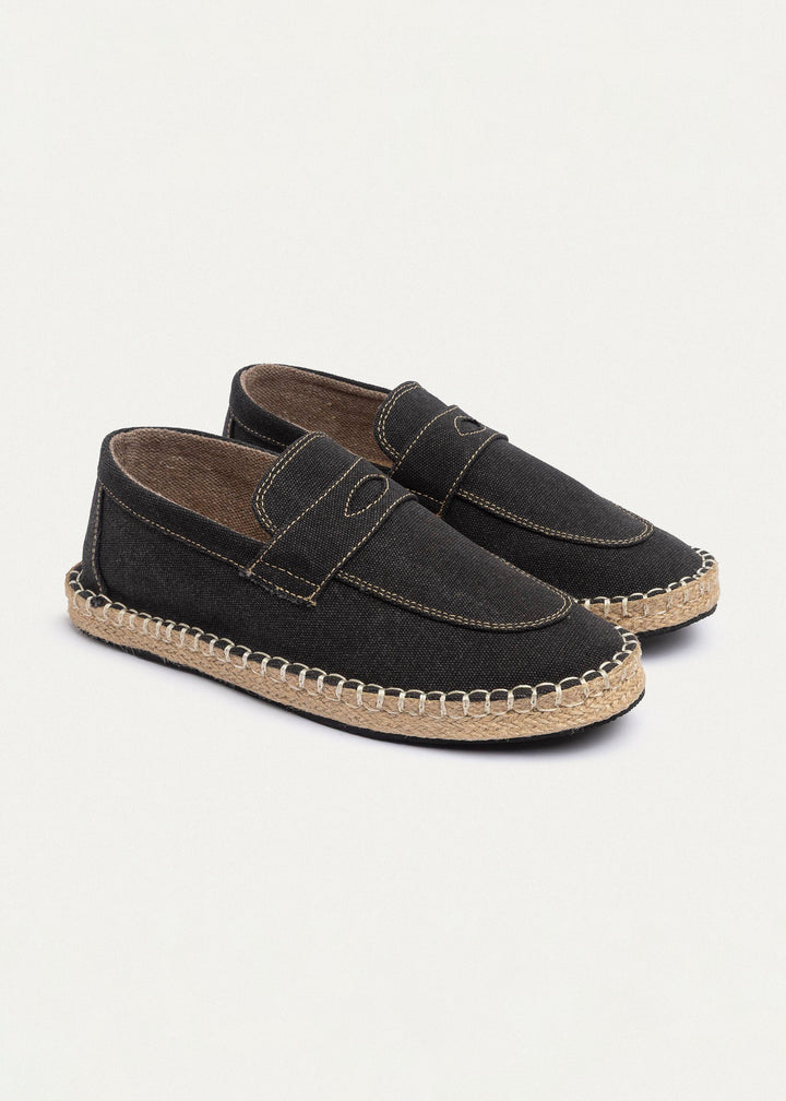 Achilles | Nomad Linen Espadrille Loafer - Black