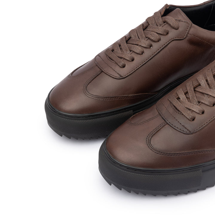 Achilles Zig | Plain Laces Genuine leather Sneakers - Brown