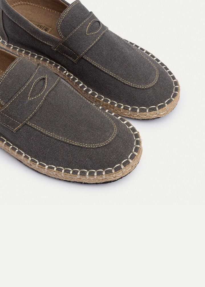 Achilles | Nomad Linen Espadrille Loafer - Charcoal Grey
