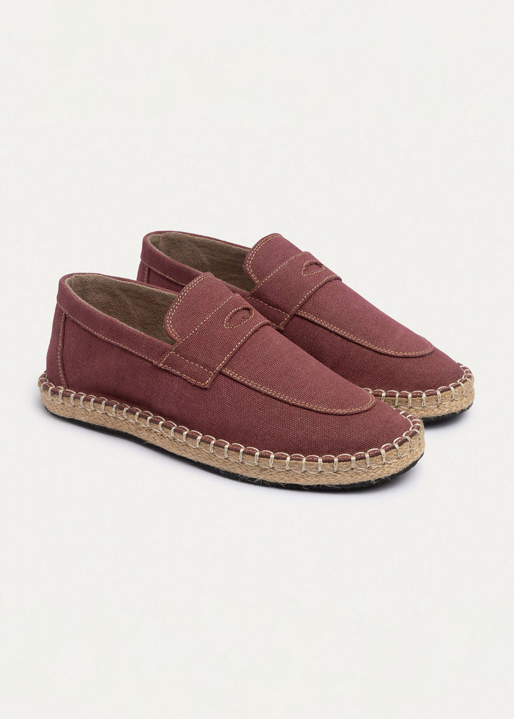 Achilles | Nomad Linen Espadrille Loafer - Burgundy