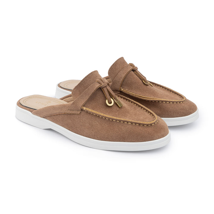 Tassel Suede Summer Mules - LightBrown