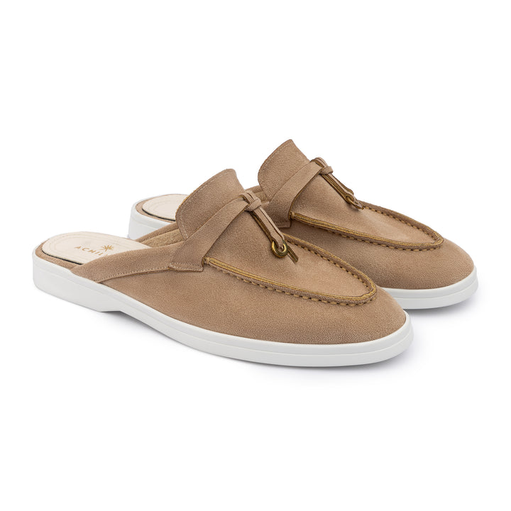 Tassel Suede Summer Mules - Beige