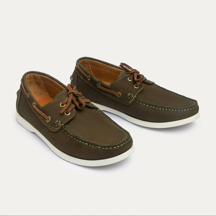 Achilles | Harbor Men’s Leather Boat Shoes -Olive
