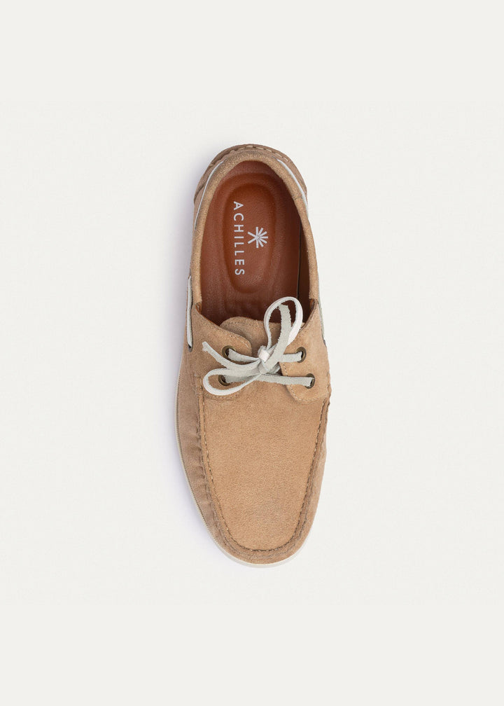 Achilles | Harbor Men’s Leather Boat Shoes - Beige