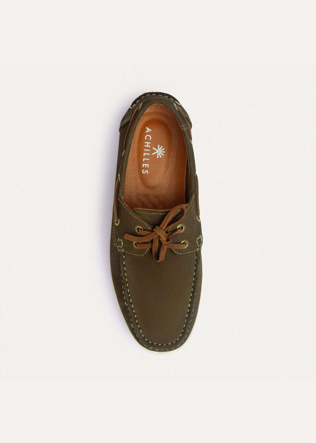 Achilles | Harbor Men’s Leather Boat Shoes -Olive