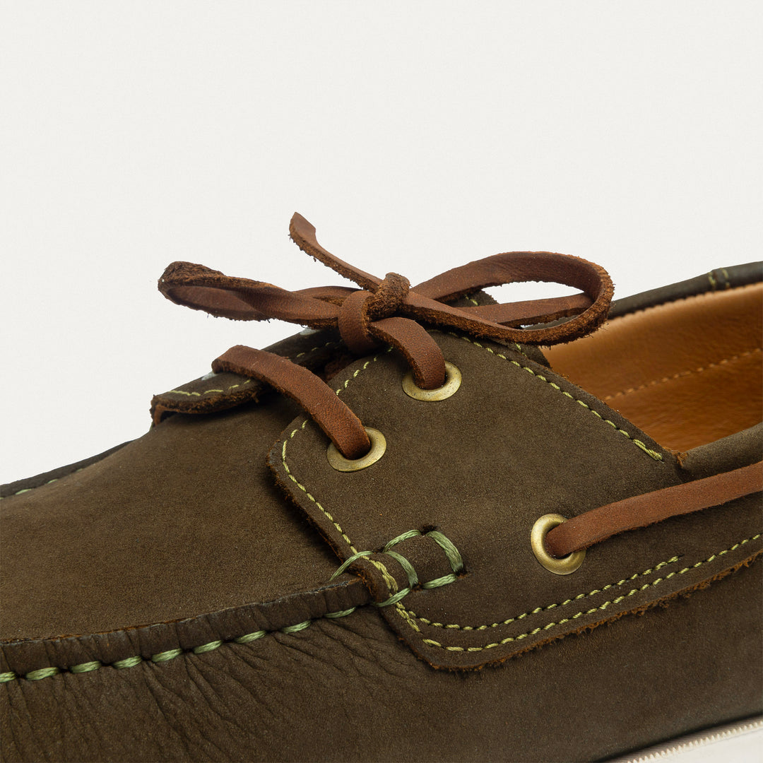 Achilles | Harbor Men’s Leather Boat Shoes -Olive