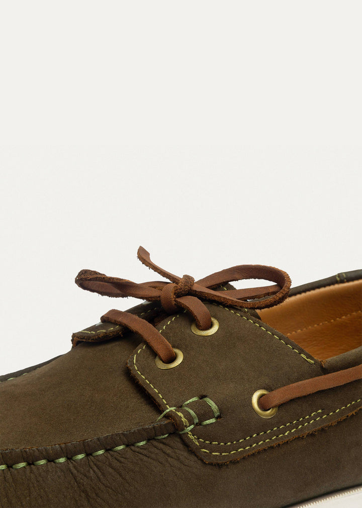 Achilles | Harbor Men’s Leather Boat Shoes -Olive