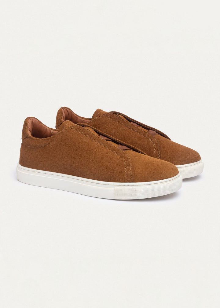 Achilles Theo - Men's Slip-On Suede Sneakers - Light Brown