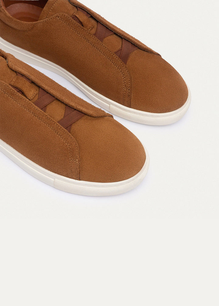 Achilles Theo - Men's Slip-On Suede Sneakers - Light Brown