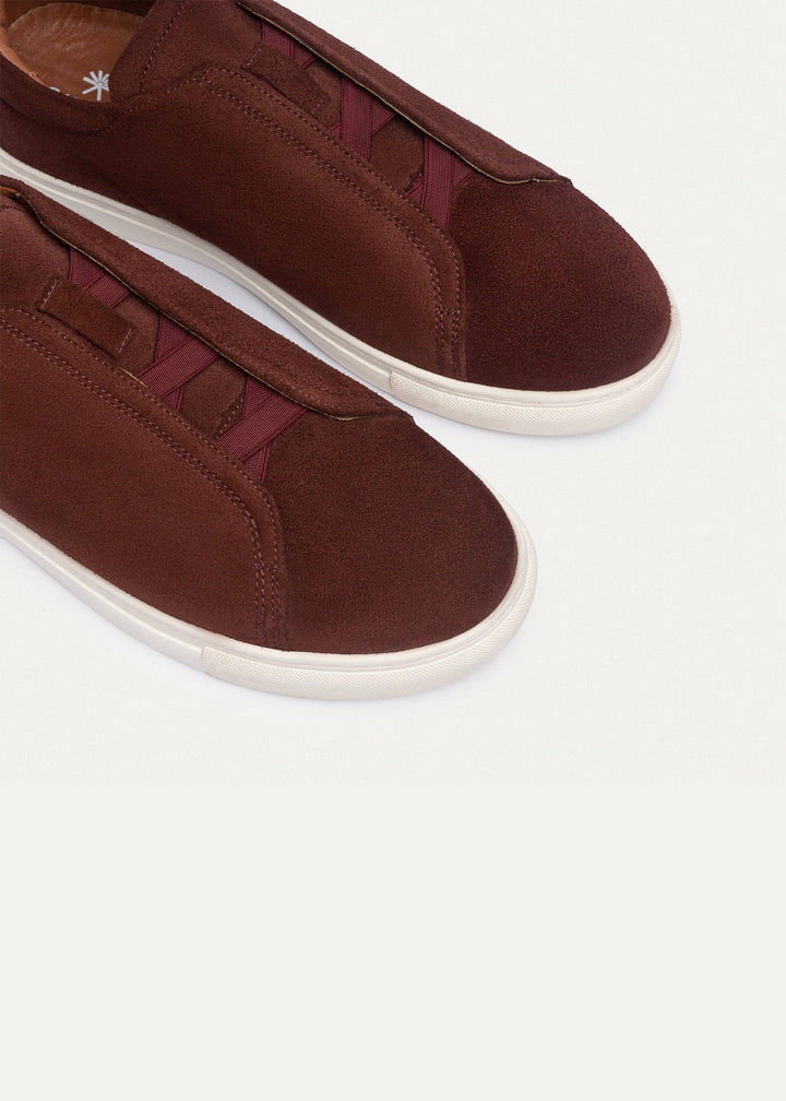 Achilles Theo - Men's Slip-On Suede Sneakers - Oxblood