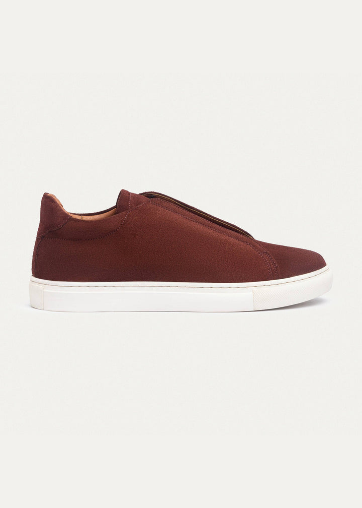 Achilles Theo - Men's Slip-On Suede Sneakers - Oxblood
