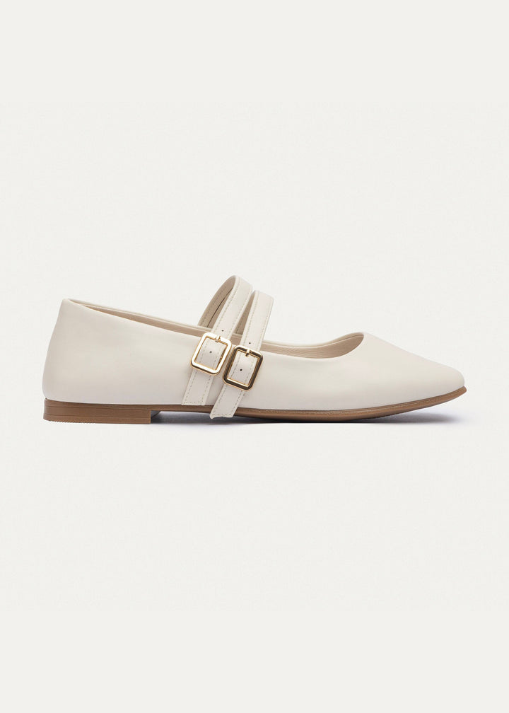 Milan Double Flats Mary Jane Flats | Beige