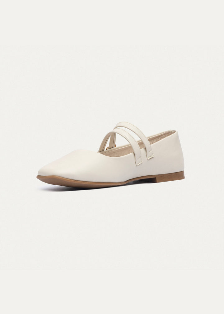 Milan Double Flats Mary Jane Flats | Beige