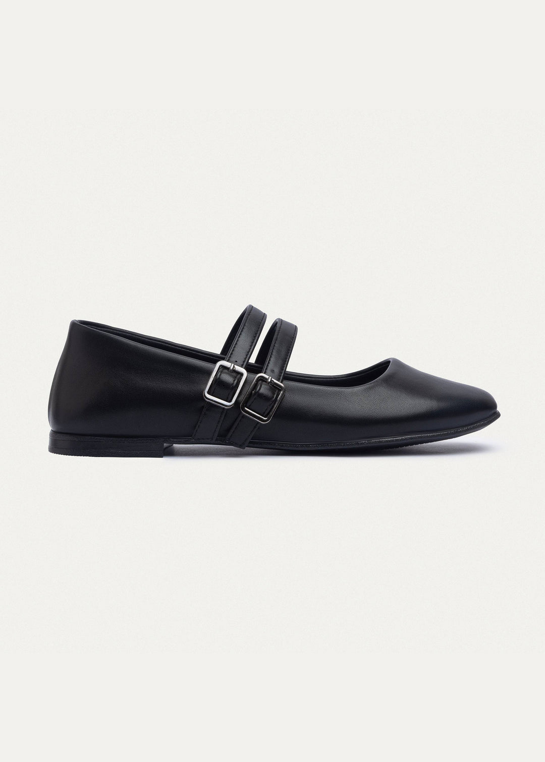 Milan Double Strap Mary Jane Flats | Black