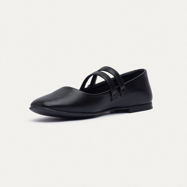 Achilles | Milan Double Strap Mary Jane Flats -Black