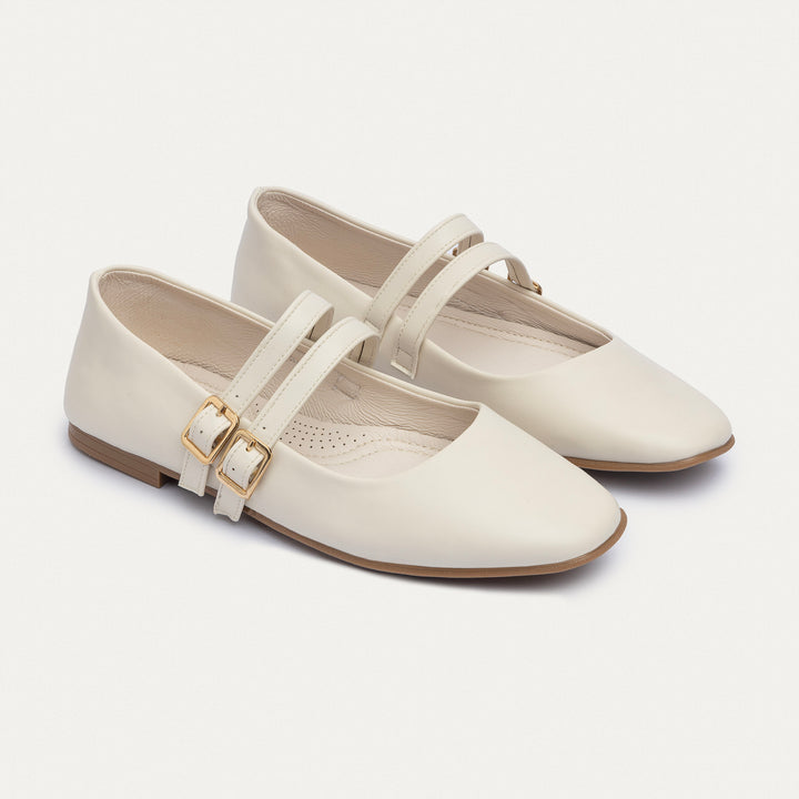 Achilles | Milan Double Flats Mary Jane Flats - Beige