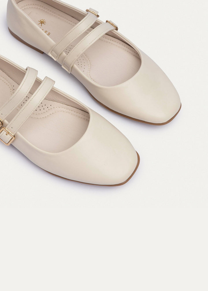 Milan Double Flats Mary Jane Flats | Beige
