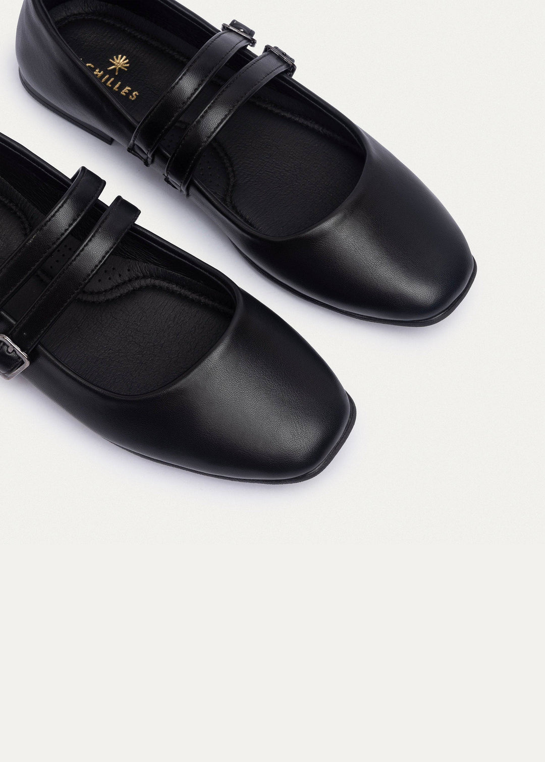 Milan Double Strap Mary Jane Flats | Black