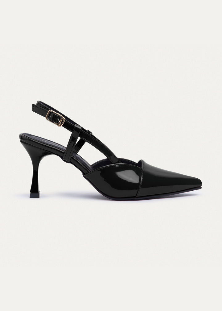 Luma Heels Patent Slingback Pointed-Toe Stiletto | Black