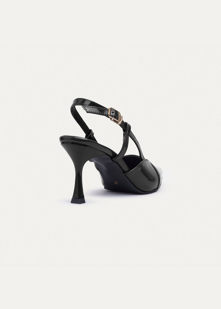 Luma Heels Patent Slingback Pointed-Toe Stiletto | Black